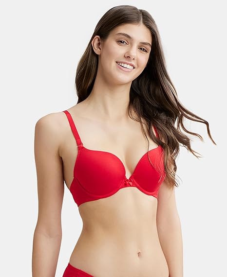 Jockey Women’s Cotton Lightly Padded Wired Modern Plunge Push-Up Bra